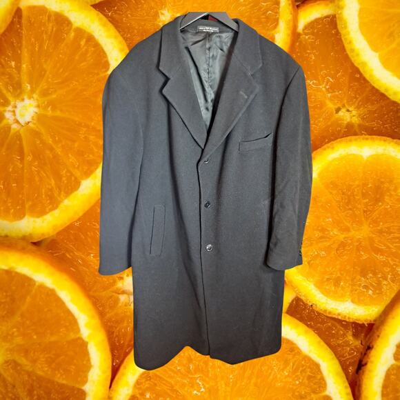 Chaps x Ralph Lauren Men's Black Cashmere‎ Blend Trench Coat Size - Picture 2 of 10